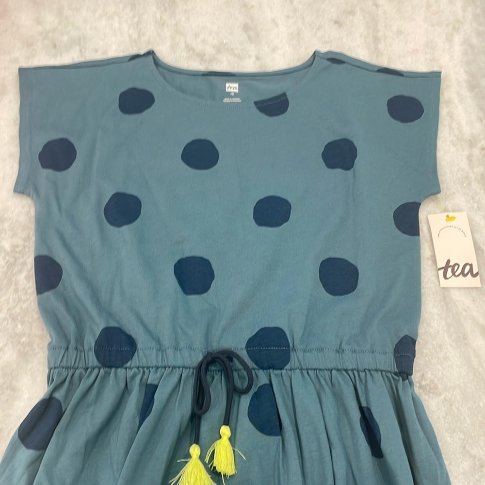 Tea Collection grey and blue polka dot dress